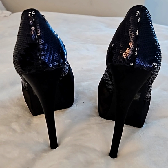 🖤🖤🖤NEW SATIN & SEQUIN PLEASER HEELS🖤🖤🖤 - Picture 8 of 16